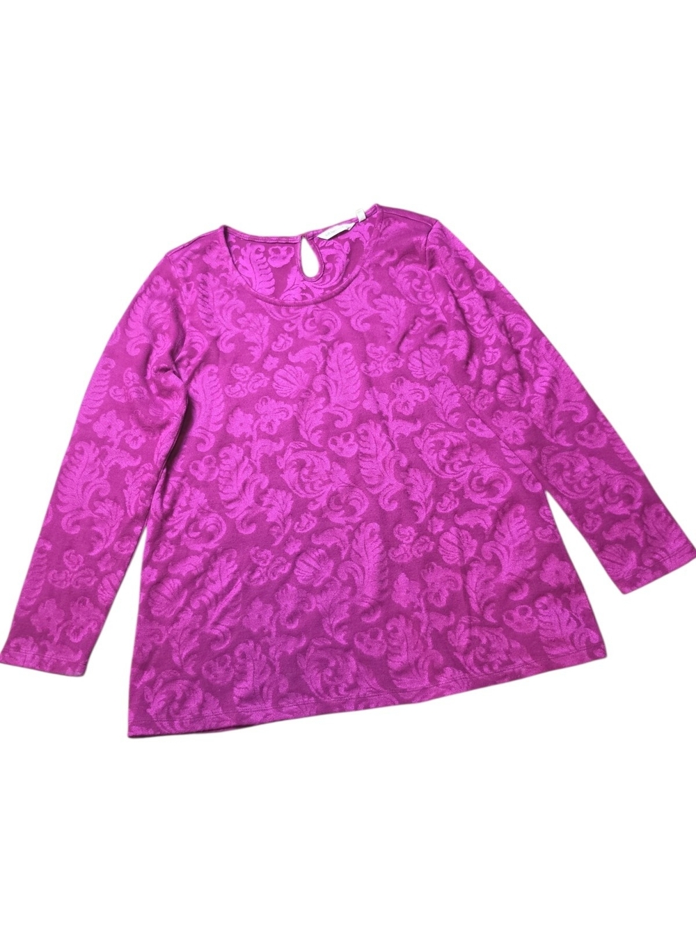 SOFT SURROUNDINGS | Textured Jacquard Magenta Heavyweight Knit Swing Top | L - Picture 2 of 9